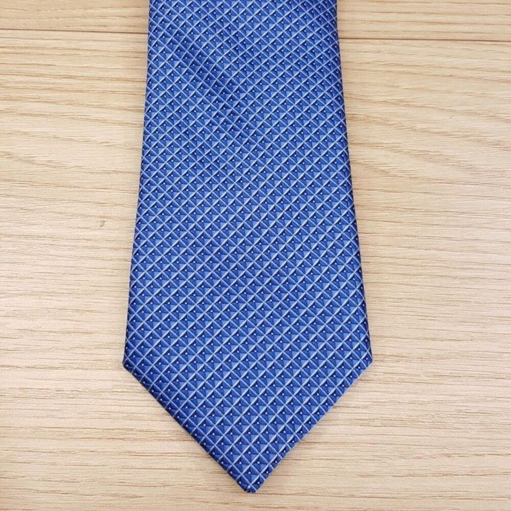 ALFANI Mens Neck Tie Blue Geo Neat Geometric Modern Slim